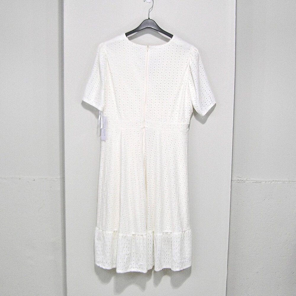 NWT White Eyelet Dress Faux Wrap Size 20W - Picture 12 of 15